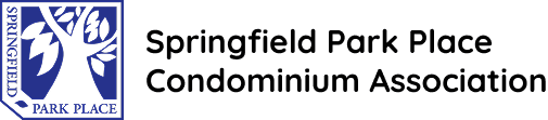 Logo of Springfield Park Place, featuring a stylized tree in blue and the text "Springfield Park Place" in a rectangular frame on the left side.